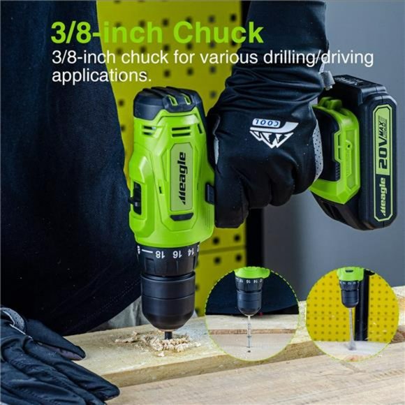 Cordless Drill, 20V Power Drill set with Battery & charger, Drill Bits& Tool Bag - Picture 4 of 6